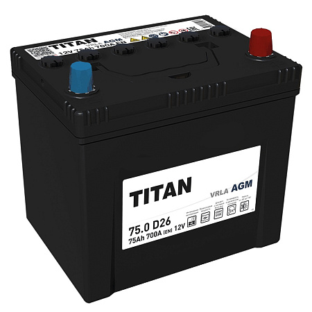 Titan 75Ач 700А (6СТ-75.0) D26L обратная (0) AGM (258х171х202(222)