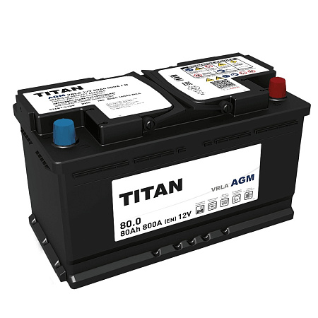 Titan 80Ач 800А (6СТ-80.0) L4 обратная (0) AGM (315х175х190)