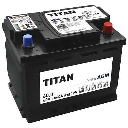 Titan 60Ач 660А (6СТ-60.0) L2 обратная (0) AGM (242х175х190)