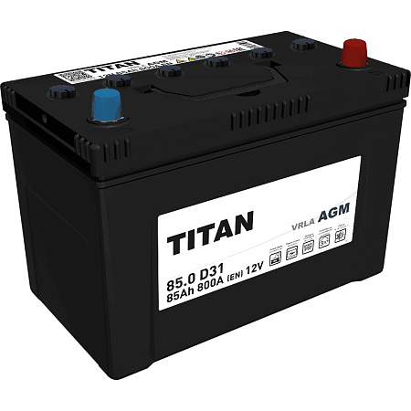 Titan 85Ач 800А (6СТ-85.0) D31L обратная (0) AGM (305х171х202(222)