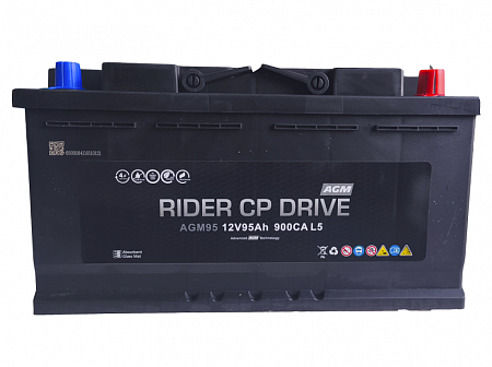 RIDER 95Ач 900А (6СТ-95L) L5 обратная (0) AGM (351х175х190)